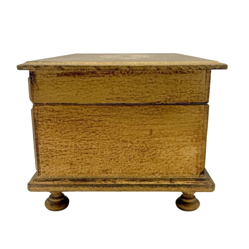 Vintage Italian Florentia Style Music Jewelry Box Wood Chest Red Velvet Plays